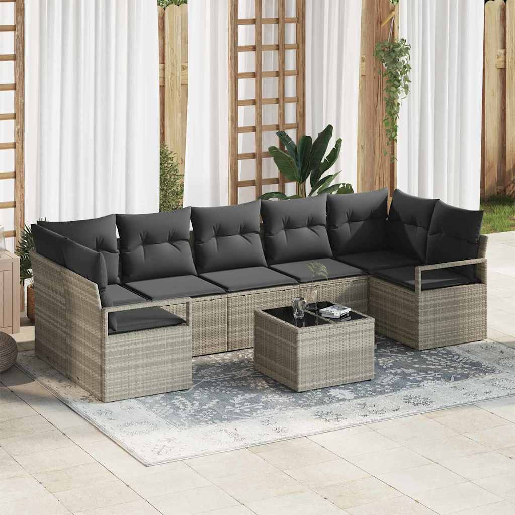 Garten-Sofa-Set 8 pcs Hellgrau und Dunkelgrau 55 x 55 x 37 cm